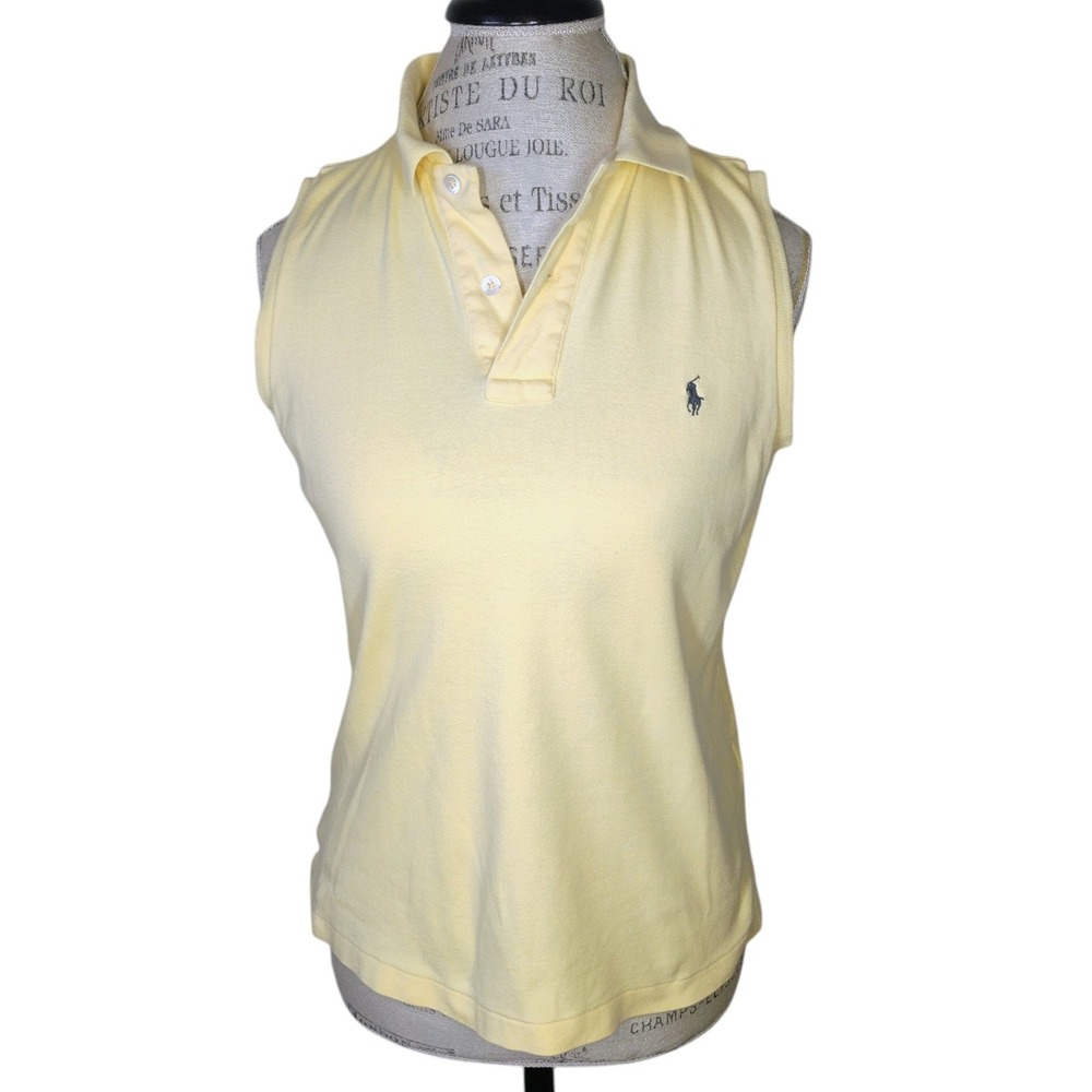 Vtg Ralph Lauren Sport Sleeveless Polo Tank Top Butter Yellow Medium Tennis Prep